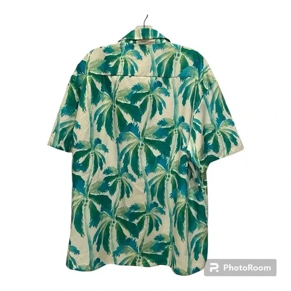 Hardaddy Short Sleeved Button Down Shirt Men Size M Palm Tree Print Front Pocket - Picture 2 of 8